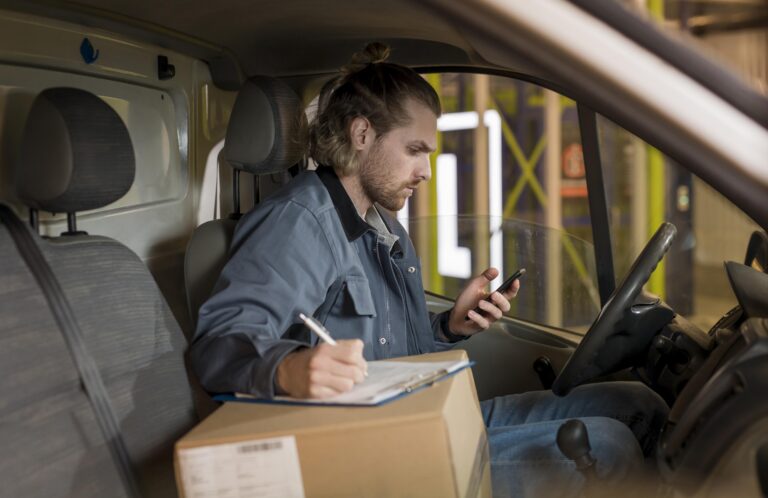 medium shot man sitting car